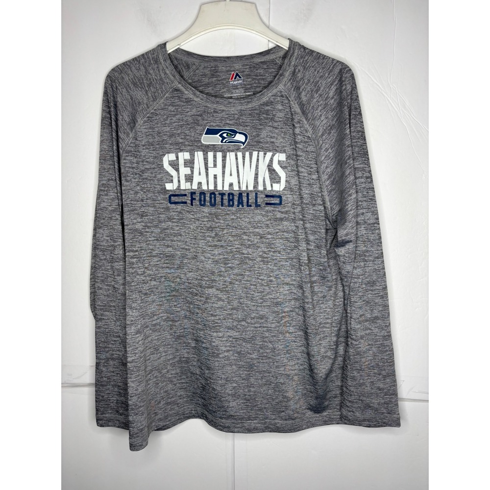 Majestic Seattle Seahawks NFL Mens XL Long Sleeve Heather Gray‎ Football Shirt